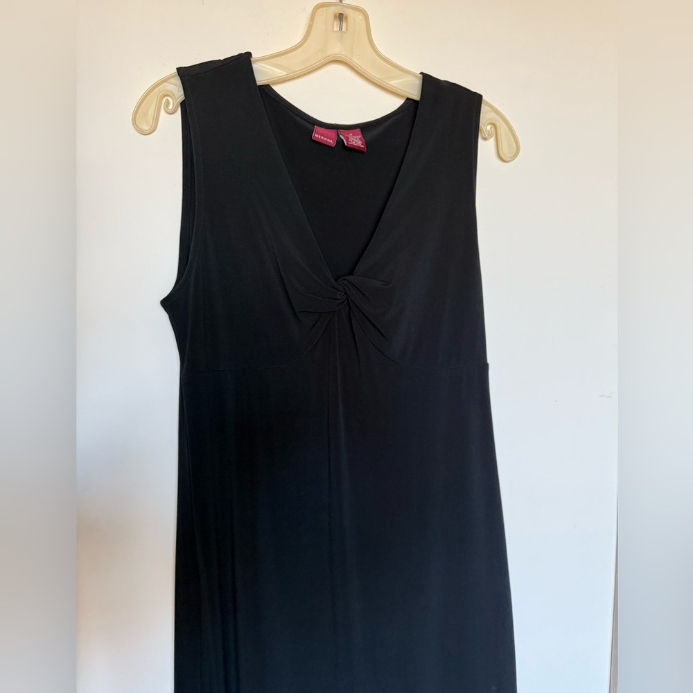 Merona Sleek Classy Twist Front Midi Black Dress Medium - Picture 3 of 4